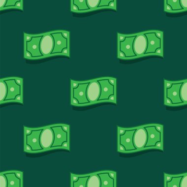 Yeşil zemin üzerine desen para banka notları. Seamless modeli yeşil para faturaları. Yeşil para arka plan.