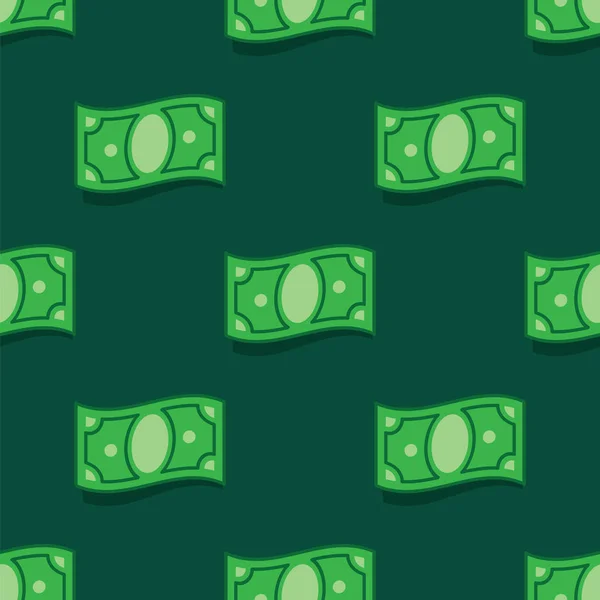Wzór banknotów pieniądze na zielonym tle. Wzór zielony pieniądze rachunki. Tło zielony pieniądze. — Wektor stockowy