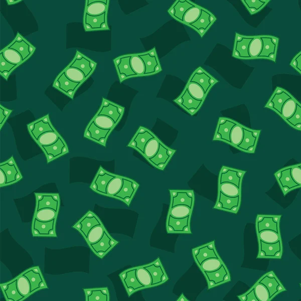 Geld bankbiljetten op groene achtergrond. Naadloze patroon Groen geld facturen. Groen geld patroon. — Stockvector