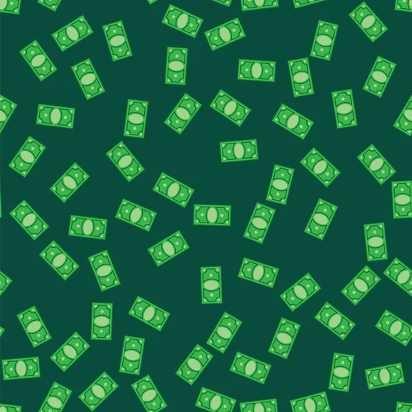 Банкноты на зеленом фоне. Бесшовный рисунок зеленых долларовых купюр. Зеленый денежный фон . — стоковый вектор