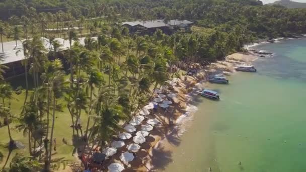 Vista aérea do requintado resort de praia tropical com uma paisagem panorâmica . — Vídeo de Stock