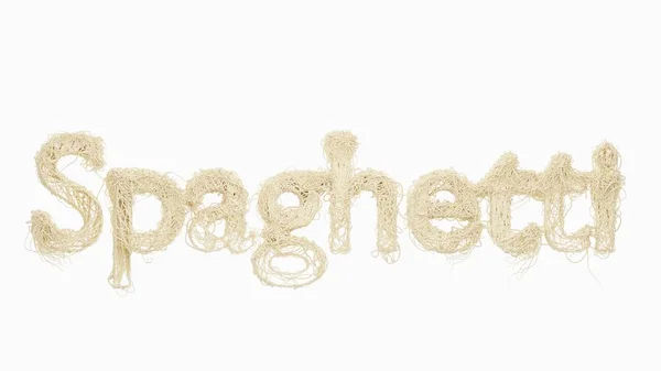 Mot isolé spaghetti de spaghetti sur fond blanc — Photo