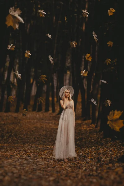 秋の写真で美しい女性 — ストック写真