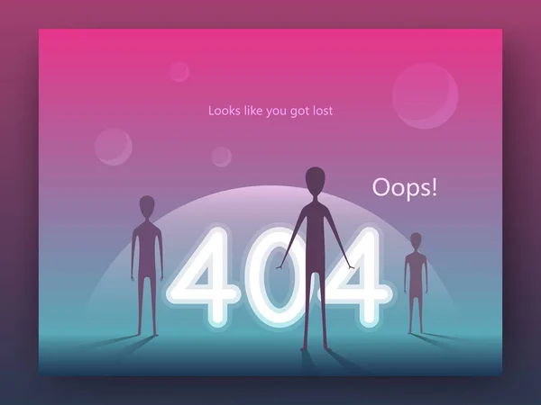 Erreur 404 Concept Page Arrivée Extraterrestres Sur Terre Dans Style — Image vectorielle