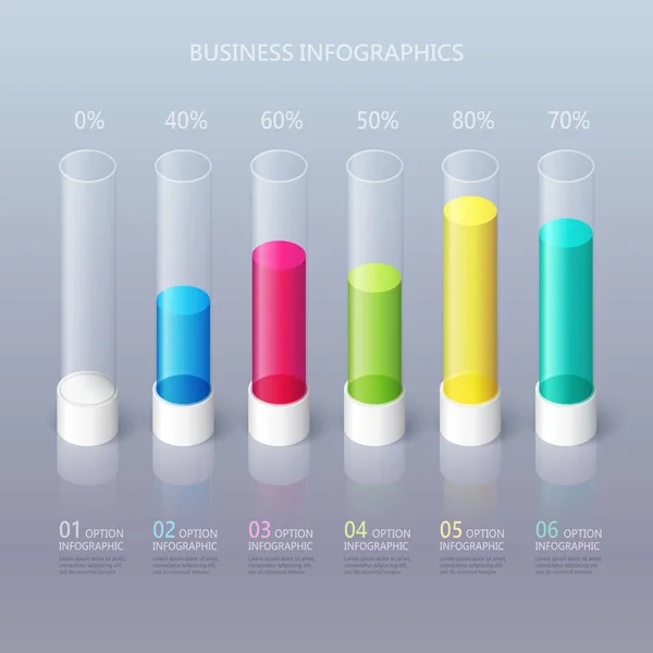 Modèle Infographie Cylindrique Abstrait Moderne Avec Six Options Étapes Modèle — Image vectorielle