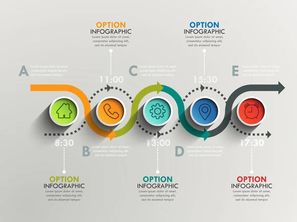 Bannière Chronologie Cercle Affaires Infographie Commerciale Moderne Options Numéro Infographie — Image vectorielle