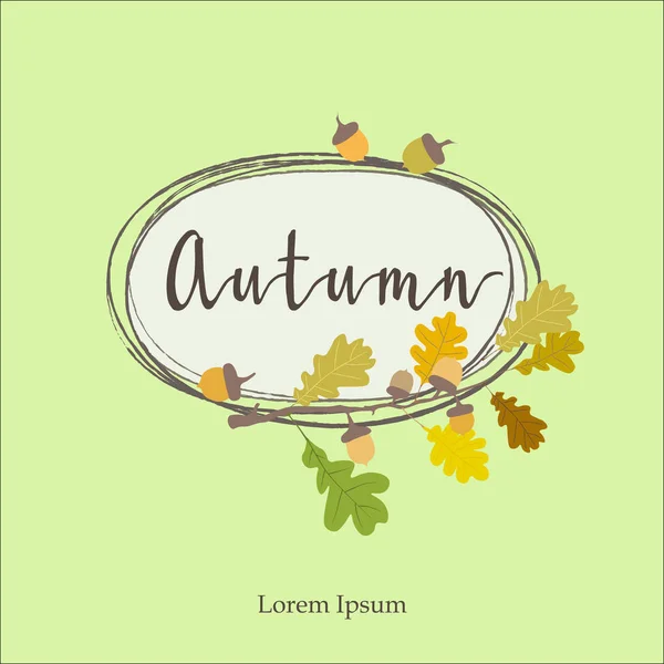 Arrière Plan Automne Couronne Feuilles Automne Érable Multicolore Chêne Frêne — Image vectorielle