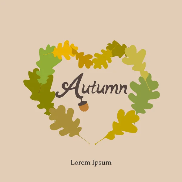 秋天的相框背景 秋天树叶的花环 五彩缤纷的枫树 橡木和灰泥林立 病媒排泄10 — 图库矢量图片