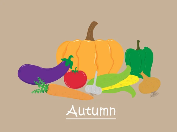 Kalenderkarte Herbstgemüse Gute Ernte Erntedankfest Vegetarische Kost Vektor Folge — Stockvektor