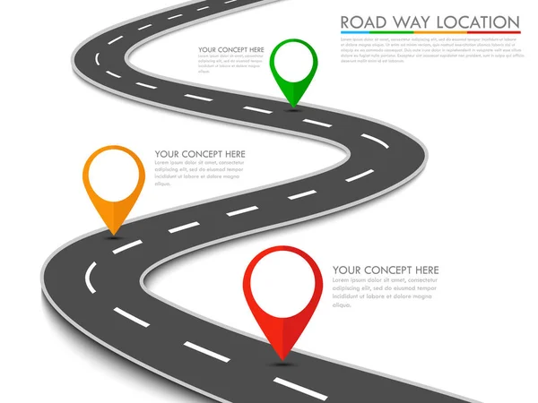 Modelo Infográfico Localização Estrada Com Ponteiro Pino Fundo Vetorial —  Vetores de Stock