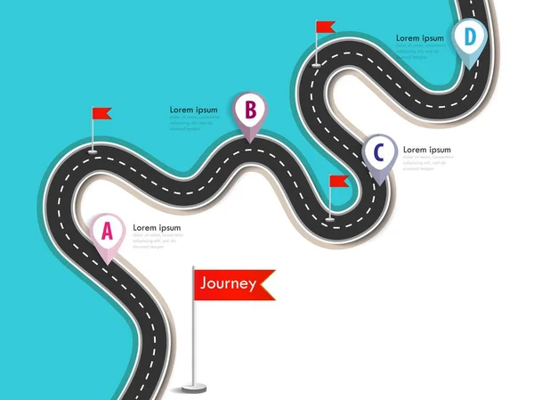 Road Trip Itinéraire Journey Business Journey Infographic Design Modèle Avec — Image vectorielle