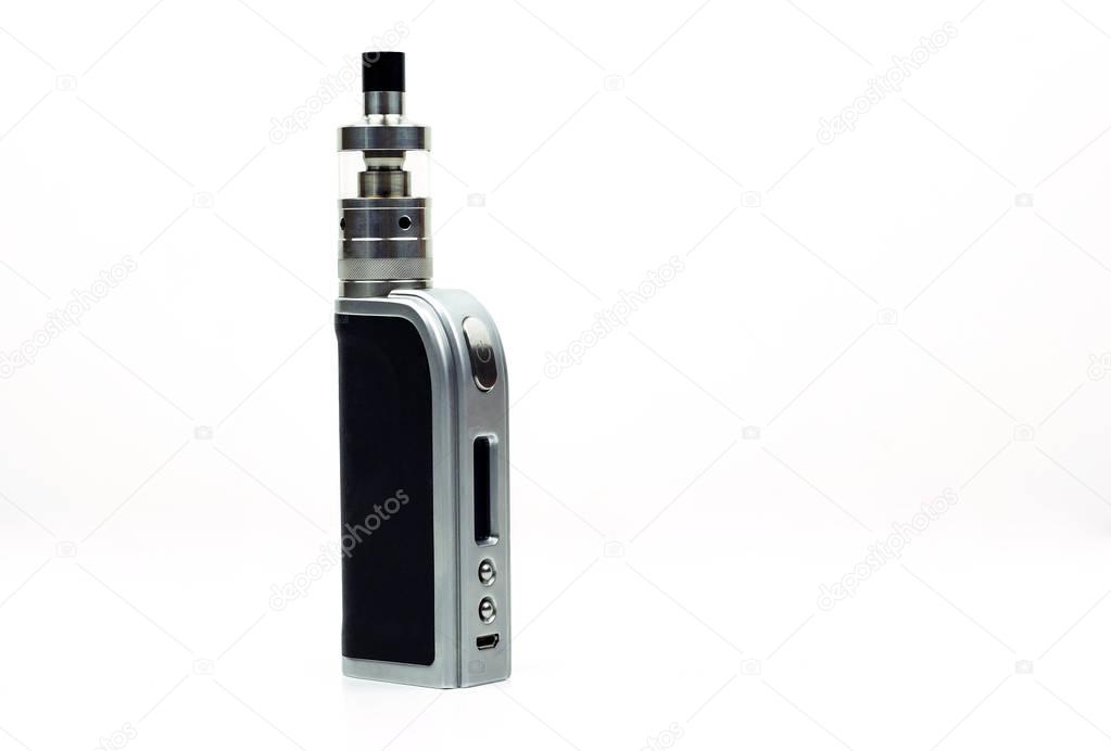 Sleek and high-end e-cigarette vaping box mod isolated