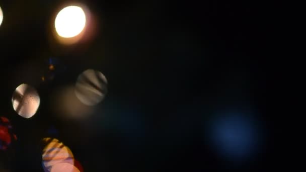Guirlandes Lumineuses Lumière Multicolore Clignotant Dans Nuit Noël Sombre Sur — Video
