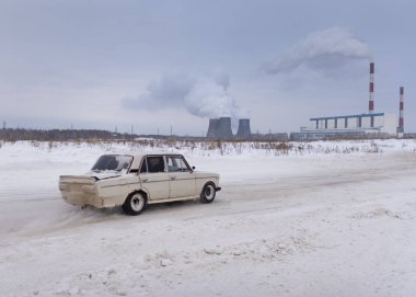 Russia, Novosibirsk - November 30, 2019. Russian low light car 