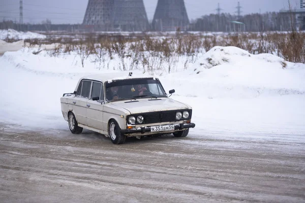 Russia Novosibirsk November 2019 Russian Old Car Vaz Zhiguli Goes — 스톡 사진