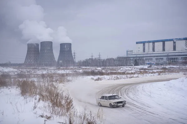 Rusland Novosibirsk November 2019 Russische Oude Witte Auto Vaz Zhiguli — Stockfoto