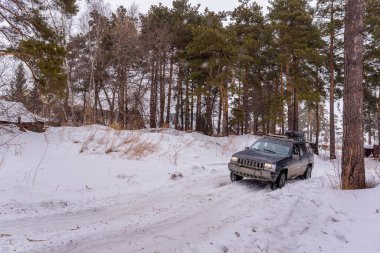 Rusya, Novosibirsk-23 Mart 2020. Offroad SUV 