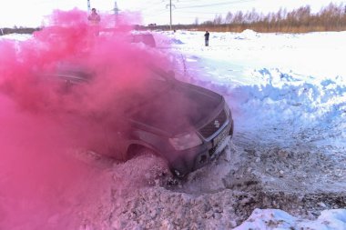 Rusya, Novosibirsk-13 Mart 2020. Offroad SUV 