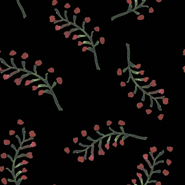 Бесшовный акварельный узор с различными красными ягодами — стоковое фото