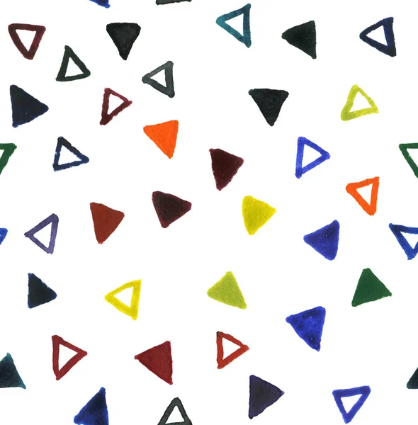 Seamless watercolor pattern with different colored triangles — Stock Photo, Image