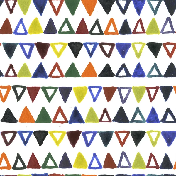 Motif aquarelle sans couture avec des triangles colorés — Photo