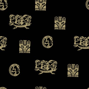 Perm hayvan stil unsurları ile sorunsuz vektör desen