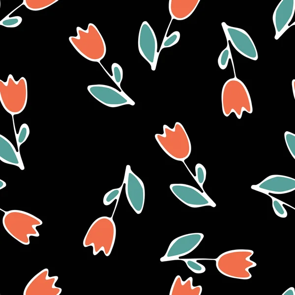 Modèle vectoriel sans couture avec des tulipes croquis sur blanc — Image vectorielle