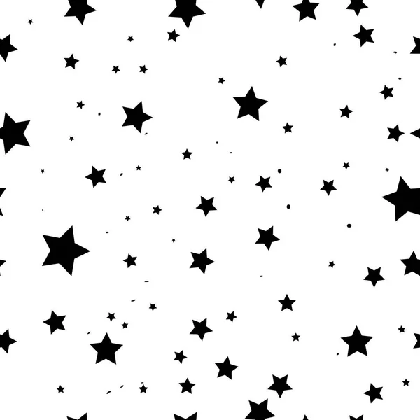 Patrón vectorial sin costuras con estrellas en el cielo negro nocturno — Vector de stock