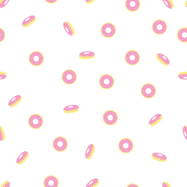 Seamless vector pattern with donuts on green — Stock Vector