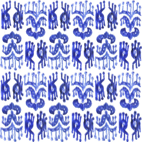 Seamless hand drawn watercolor ikat background — Stock Photo, Image