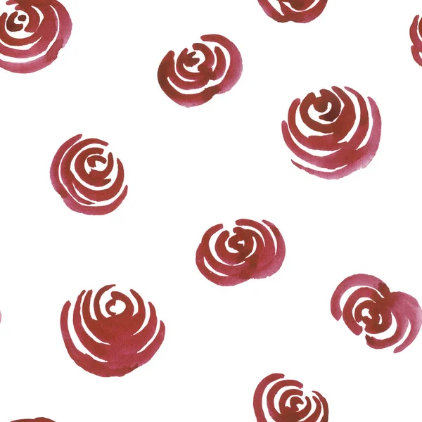 シームレスな手描きバラの水彩画の花飾り — ストック写真