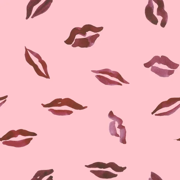 Seamless hand drawn watercolor lips background — Stock Photo, Image