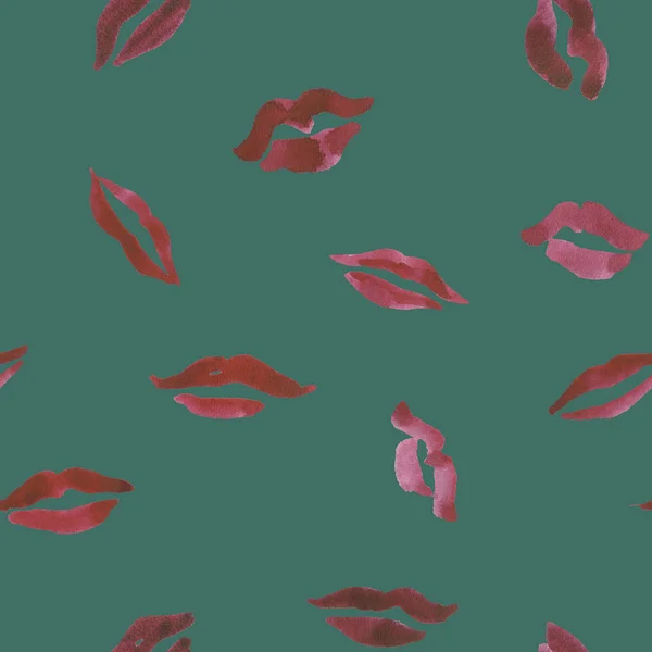 Seamless hand drawn watercolor lips background — Stock Photo, Image