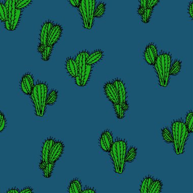 Vektör desen saguaro kaktüs ile sorunsuz el çekilmiş