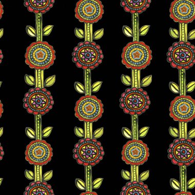 Sulu Boya Dikişsiz çiçek mozaik desen 