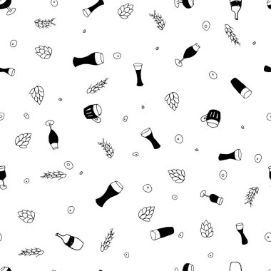 Seamless vector pattern with beer   clipart