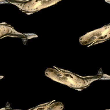 Elle çizilmiş seamless modeli ile sperm balinaları 