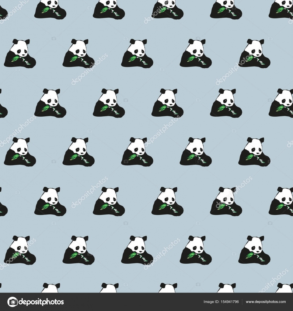 Cartoon Fun Vector Illustration Seamless Animals Pattern With Baby Panda Bamboo Background Black And White Bear Vector Image By C Zverevaka Vector Stock