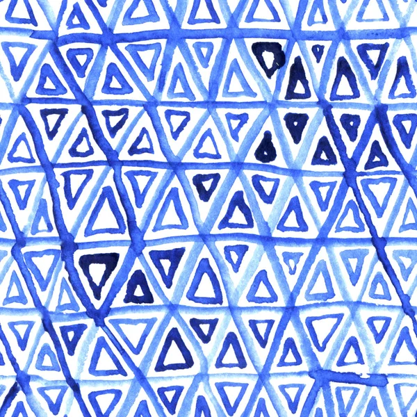 Nahtloses Aquarell-Dreieck-Ornament. Handgezeichnetes Muster — Stockfoto