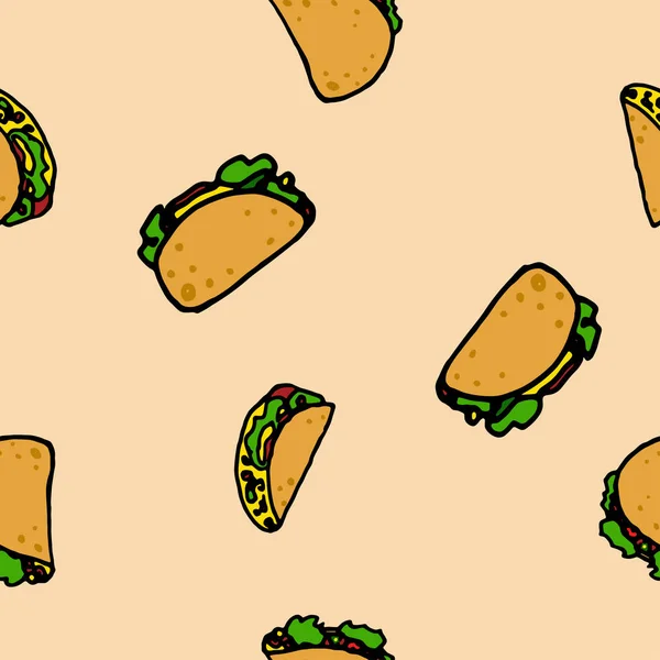 Cartoon seamless vector taco pattern — Stock Vector