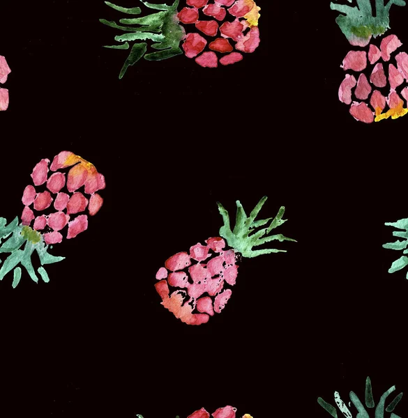 Naadloze aquarel patroon met roze ananas — Stockfoto