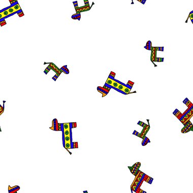 Çizgi film lamas sorunsuz vektör el çizilmiş desen Tekstil, seramik, kumaş, baskı, kartlar, kaydırma