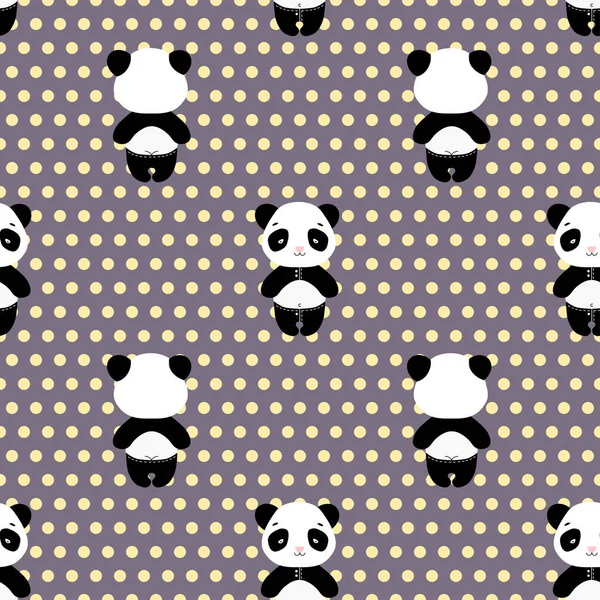 Ayı Panda Dikişsiz desen vektör. Pembe panda arkası ile pantolon üzerinde sevimli pandalar 