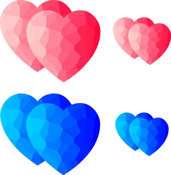 Pedra dupla, diamante, azul, logotipo do vetor corações de papel — Vetor de Stock