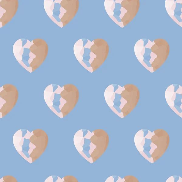 Steen, diamant, papieren harten vector patroon op blauwe achtergrond voor textiel, keramiek, textiel, afdrukken, cards, verpakken — Stockvector