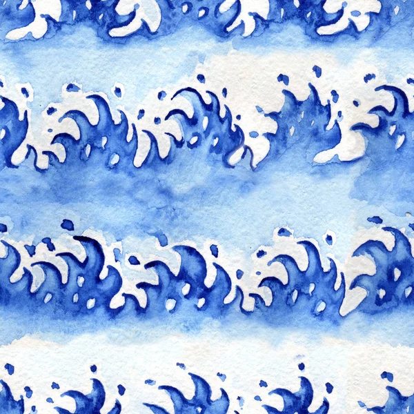 Aquarelle Vague Illustration Abstraite Faite Main Aquarelle Japon Vague Motif — Photo