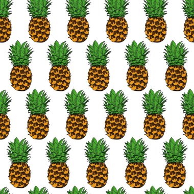 Hat metni olan suluboya orijinal doğal ananas