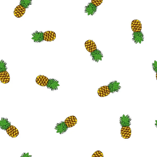 Inkt ananas vector patroon in originele kleuren — Stockvector