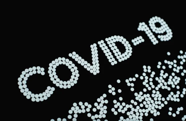 Covid Wuhan Novel Coronavirus Made Many Medicine Pills Isolated Black — Stock Photo, Image