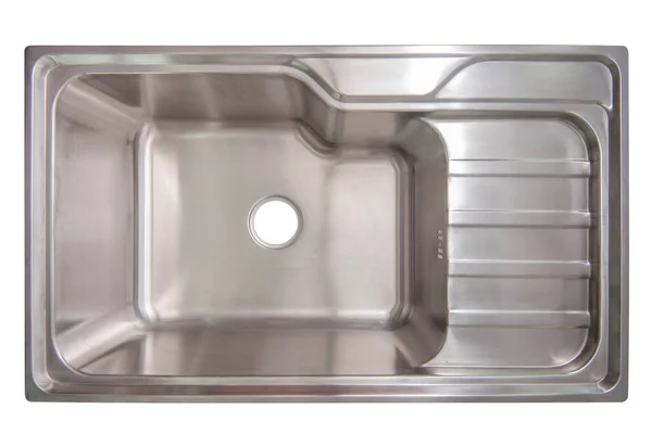 Κουζίνα Από Ανοξείδωτο Χάλυβα Νεροχύτη Απομονώνονται Λευκό Φόντο — Φωτογραφία Αρχείου